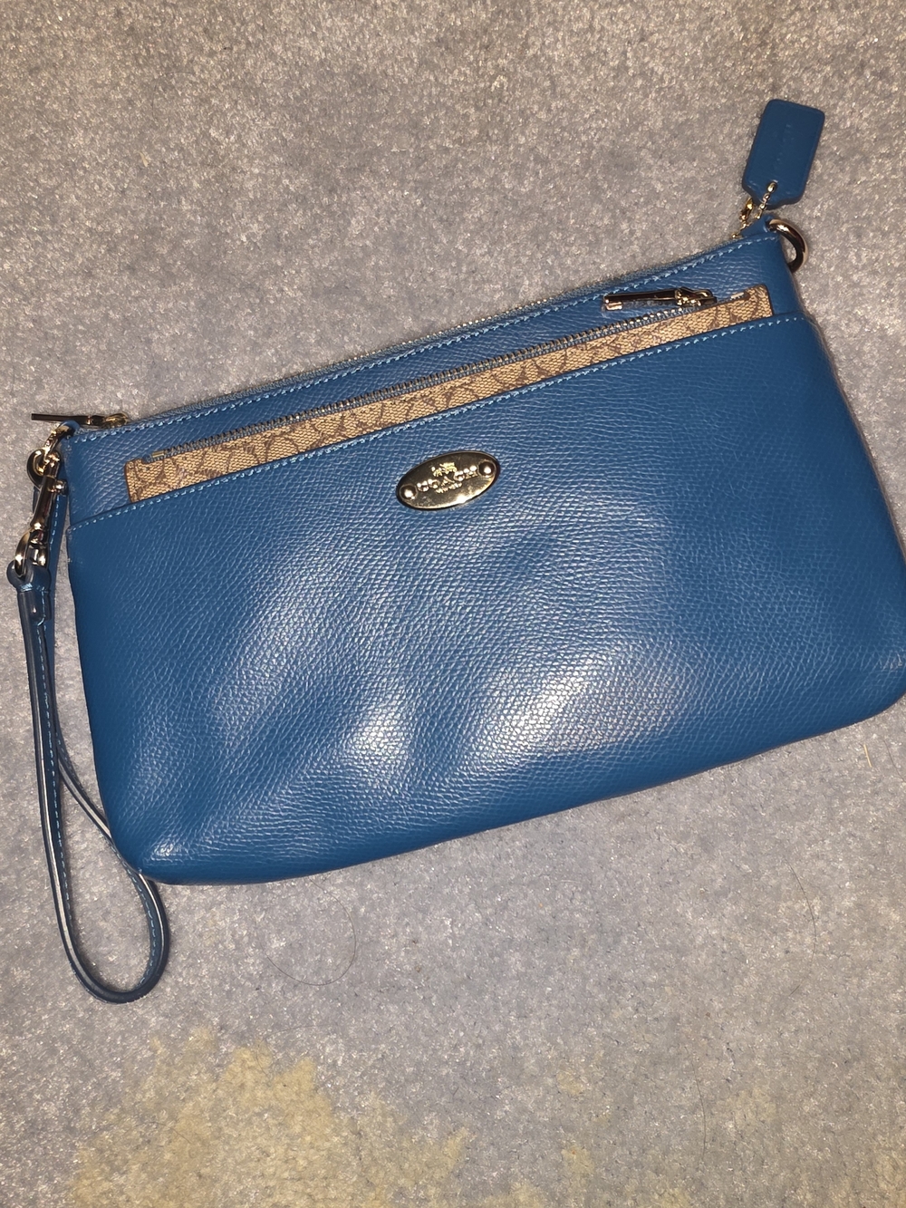 Coach Blue Leather Wristlet Clutch